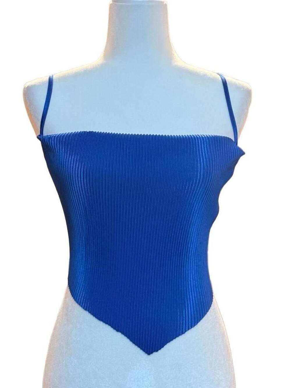 Princess Polly Bandeau Top Size S Royal Blue Pleated Backless Cami
